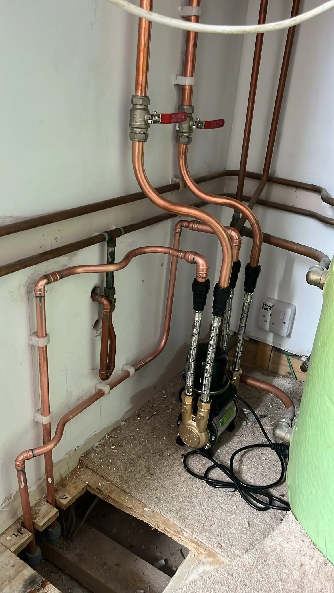 Central heating pipework