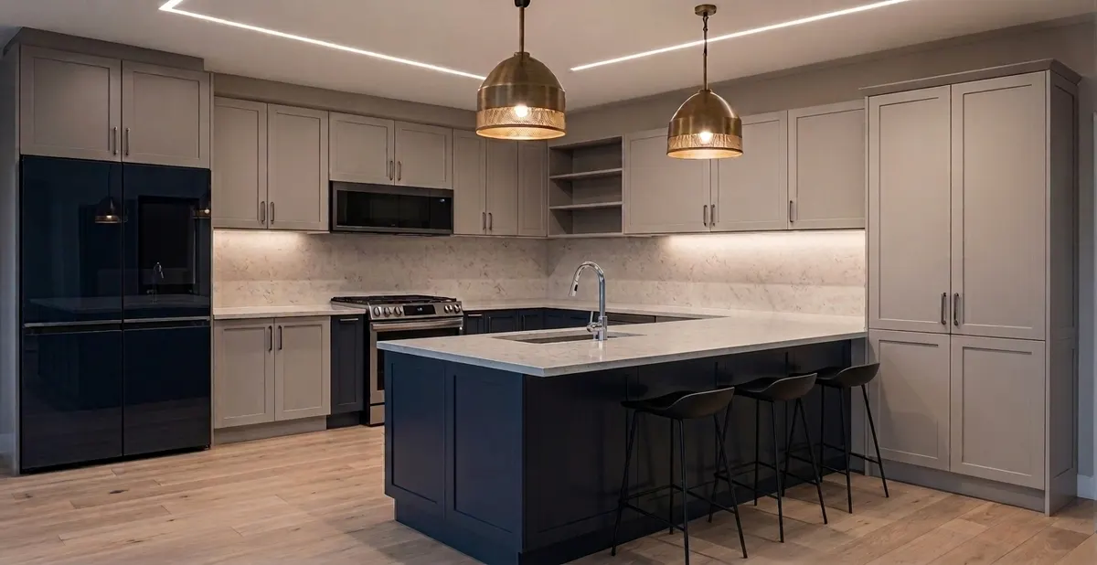 Fitted kitchen with island